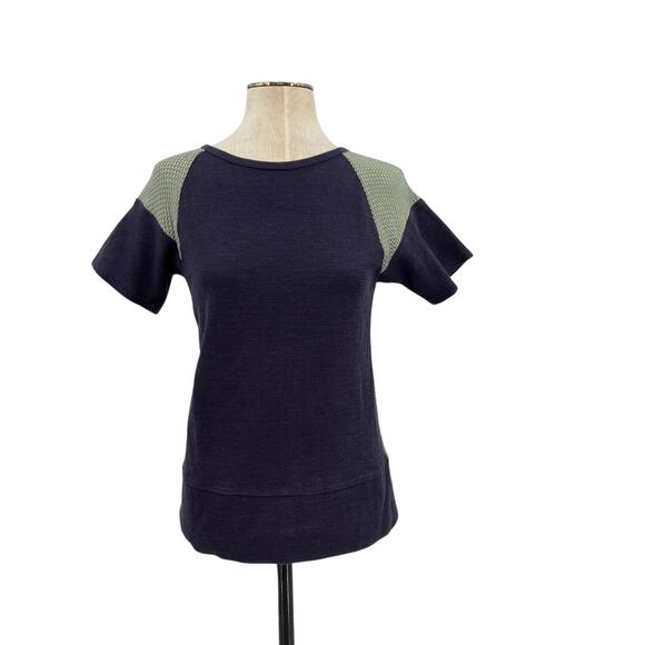 See by Chloe Knit Top Short Sleeve Contract Back Purple Lime Green Size US 4 - Picture 1 of 10